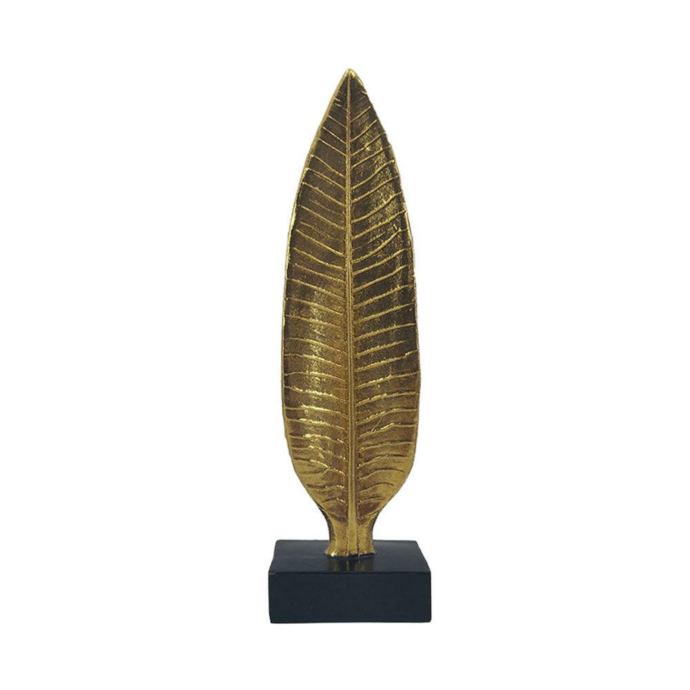 Decorațiune OMELA LEAF C din polirășină, auriu și negru, 9 x 5 x 31 cm