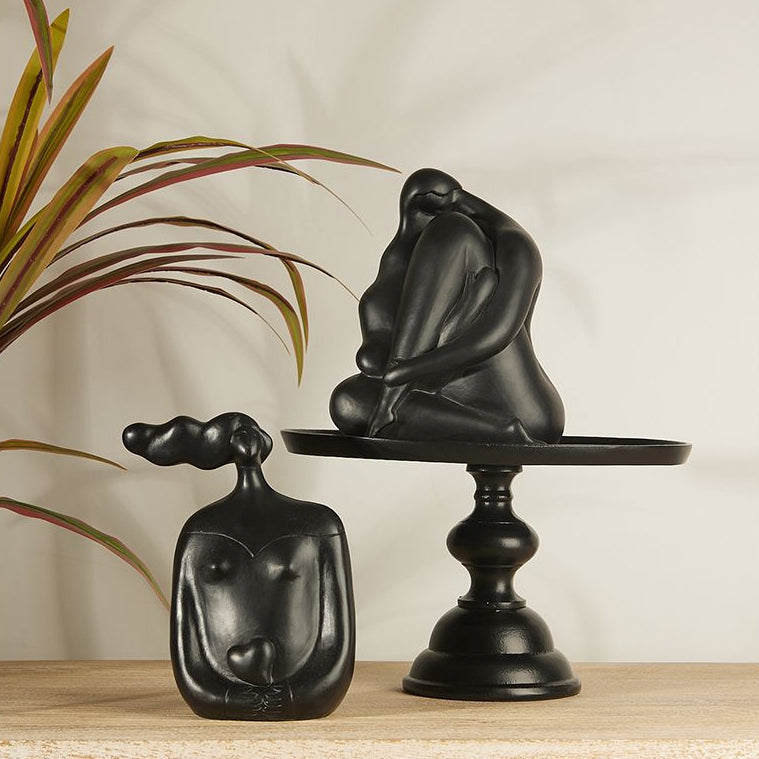 Figură decorativă DALUNA B din polirășină neagră, 17 x 8 x 21 cm