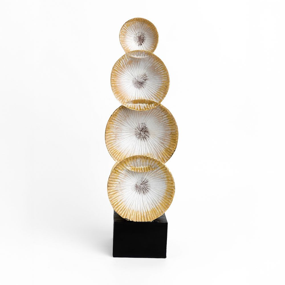 Totem decorativ HAVENA din polirășină, auriu și negru, 16 x 12 x 49 cm