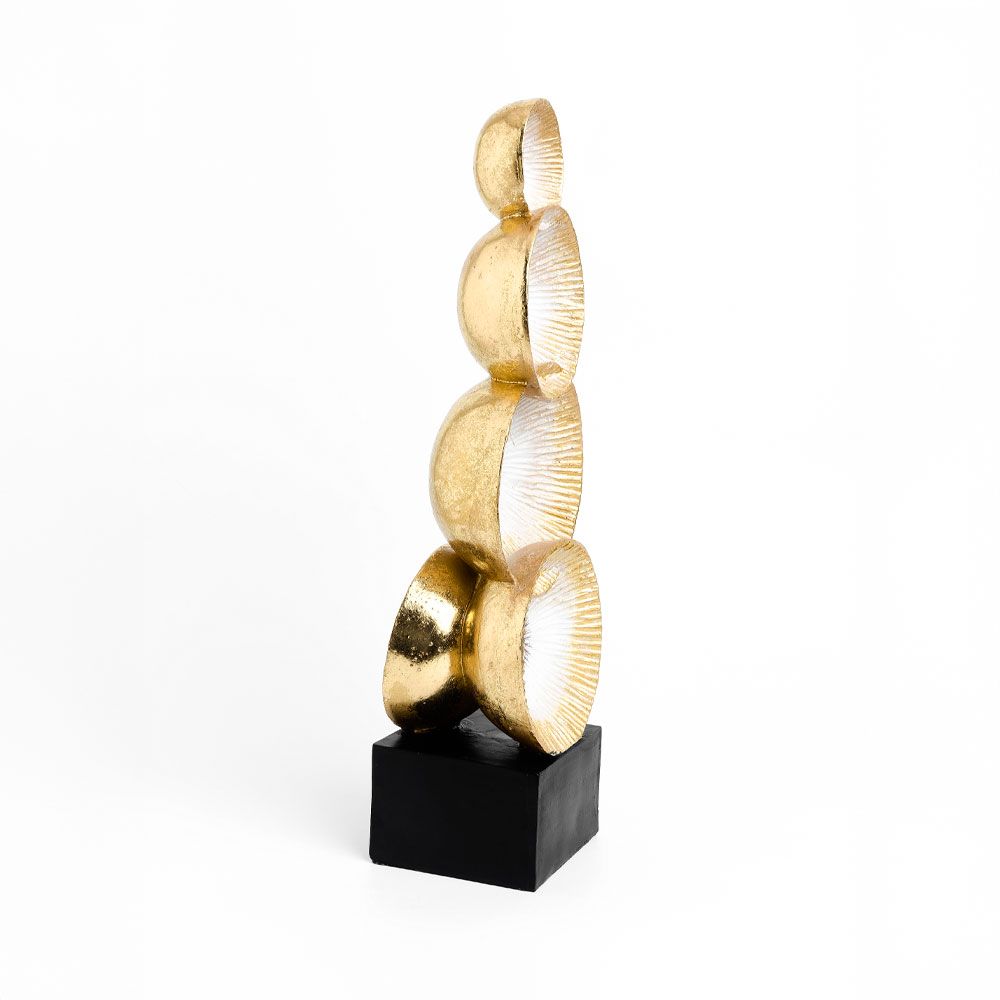 Totem decorativ HAVENA din polirășină, auriu și negru, 16 x 12 x 49 cm