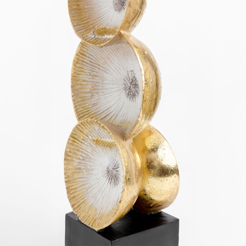 Totem decorativ HAVENA din polirășină, auriu și negru, 16 x 12 x 49 cm
