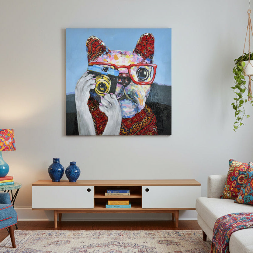 Tablou AXEL DOG A din pânză și lemn, dimensiuni 100 x 100 cm