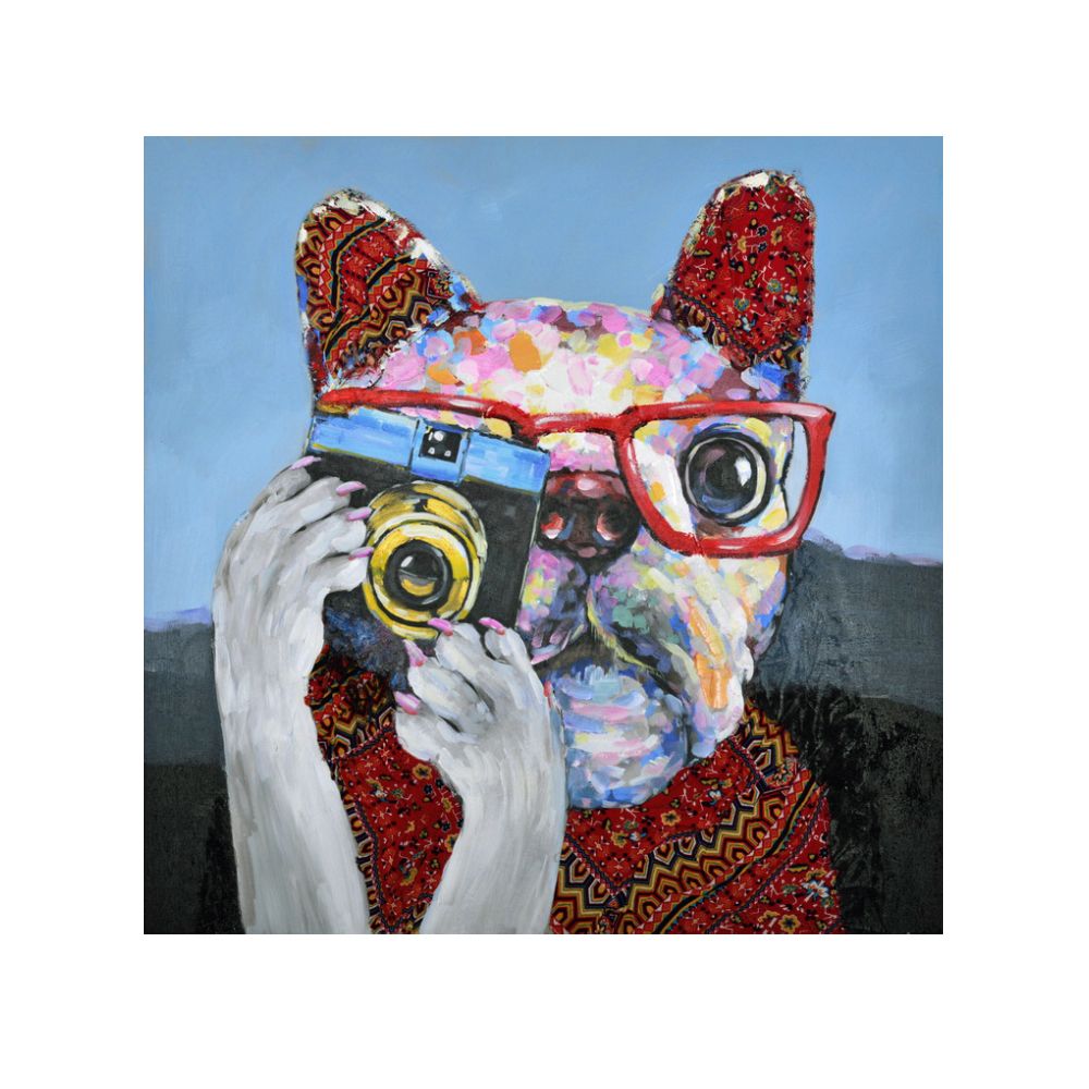 Tablou AXEL DOG A din pânză și lemn, dimensiuni 100 x 100 cm