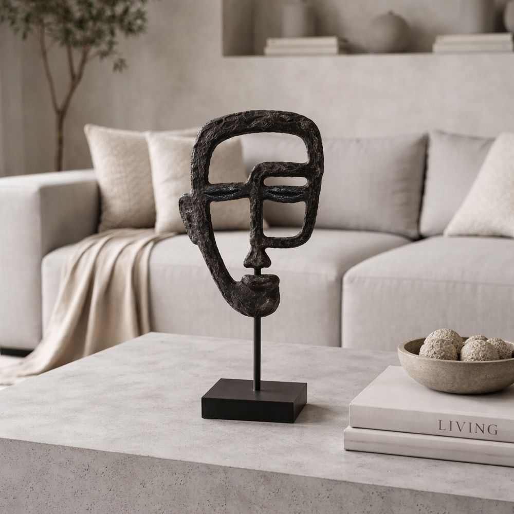 Statuie decorativă HAMENA A din poliresină neagră, 16 x 7 x 34 cm