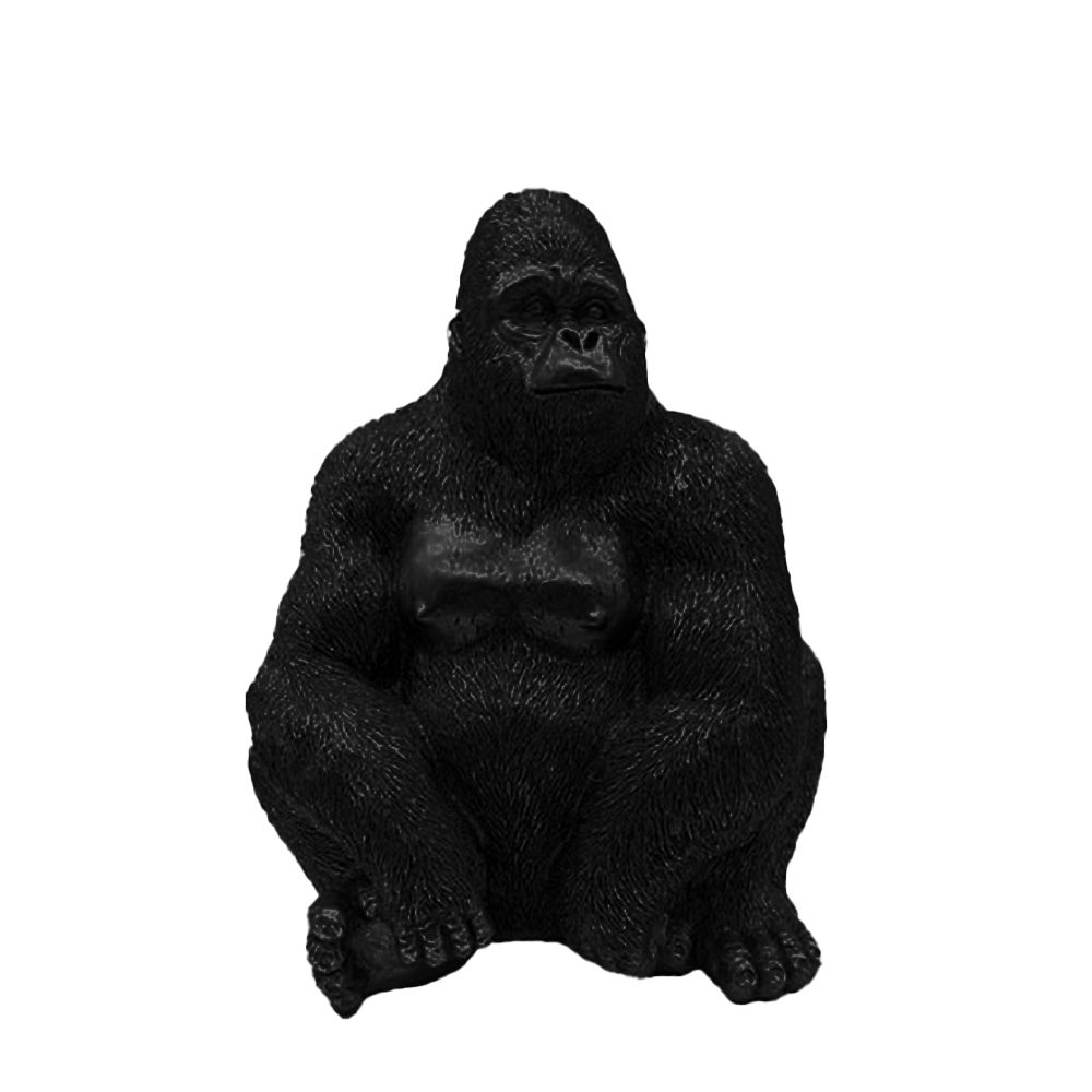 Statuetă ZANIMO GORILLA din polirășină, finisaj negru mat, 21 x 19,5 x 38,8 cm