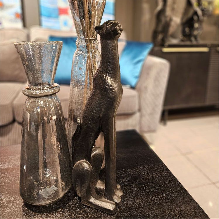 Decorațiune ZANIMO PANTHER din polirășină neagră, 10,5 x 22,5 x 39,5 cm
