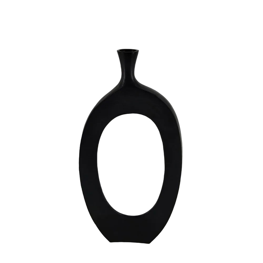 Vază decorativă NALENA din aluminiu negru mat, 28 x 5 x 61 cm