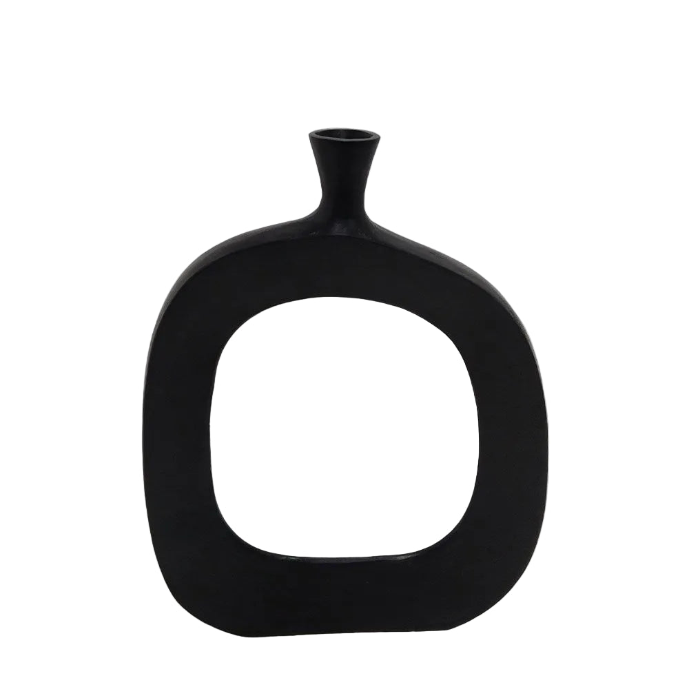 Vază decorativă NALENA din aluminiu negru, 37 x 6 x 50 cm