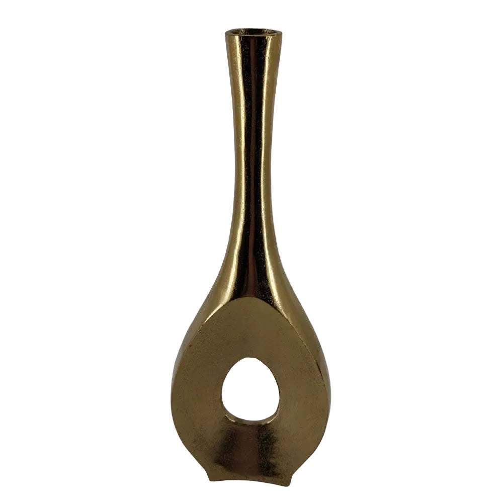 Vază AMDES din aluminiu, finisaj auriu, 19 x 7 x 56 cm