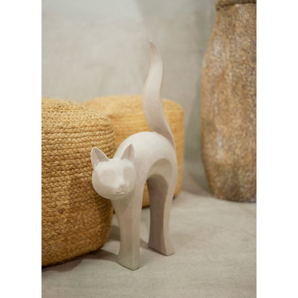 Statuie decorativă SARONA CAT din piatră artificială, 31 x 15 x 62 cm