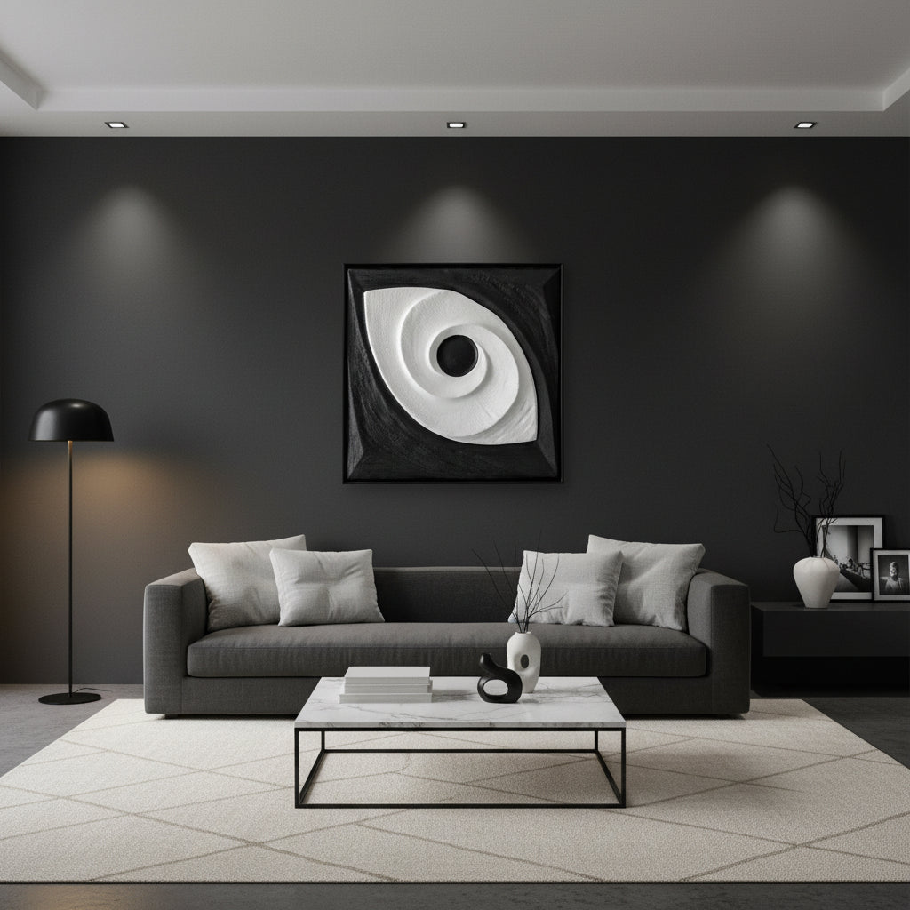 Tablou OVIOS cu procesare 3D, dimensiuni 60 x 5 x 60 cm