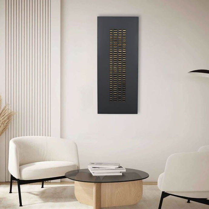 Tablou LOVIN din metal și MDF, negru cu detalii aurii, 50 x 120 cm