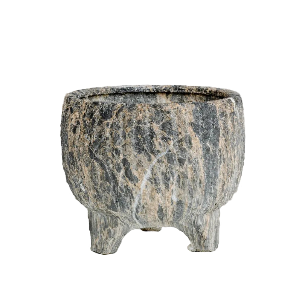 Ghiveci ceramic GERCOS antracit mat, interior bej, 27 x 27 x 23 cm