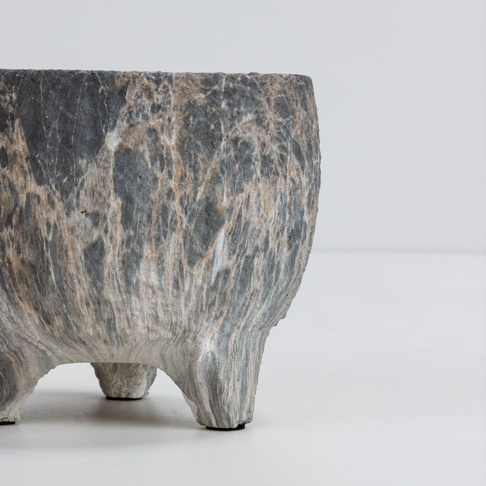 Ghiveci ceramic GERCOS antracit mat, interior bej, 27 x 27 x 23 cm