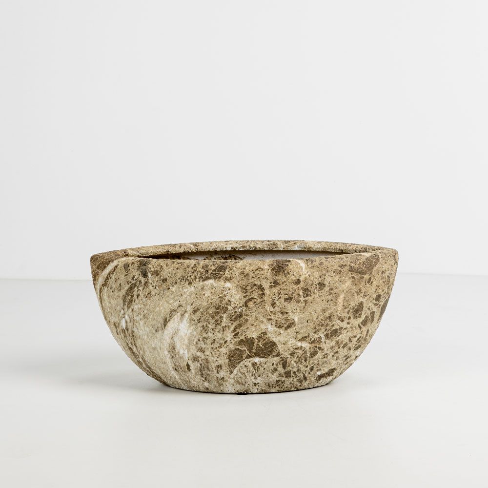 Set 2 ghivece ceramice BASHIR, bej-maro, 46 x 22 x 20 cm și 35,5 x 16 x 14,5 cm