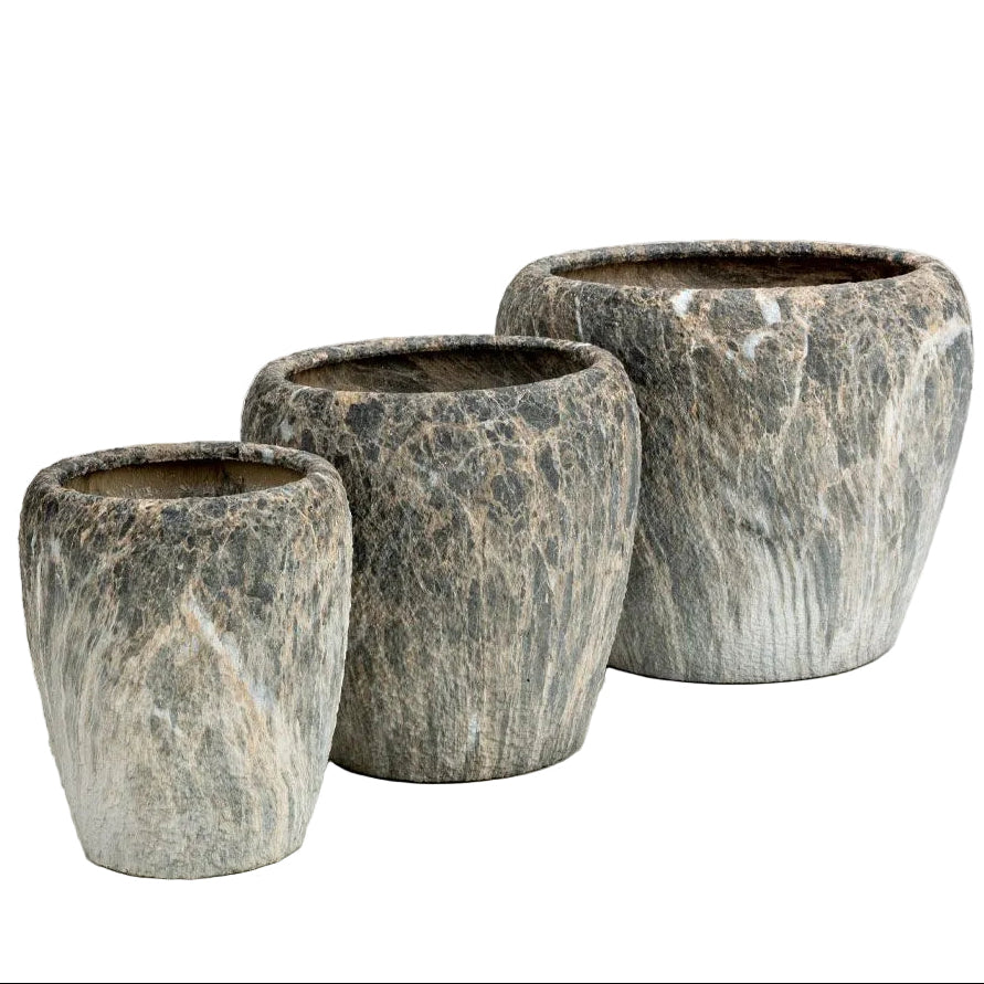 Set 3 ghivece GAVIN din ceramică, dimensiuni 42x42x35, 32x32x31,5 și 23x23x28,5 cm