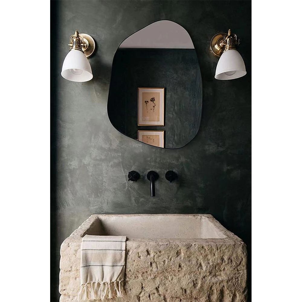 Oglindă de perete SALOT cu ramă din aluminiu negru, 50 x 80 cm