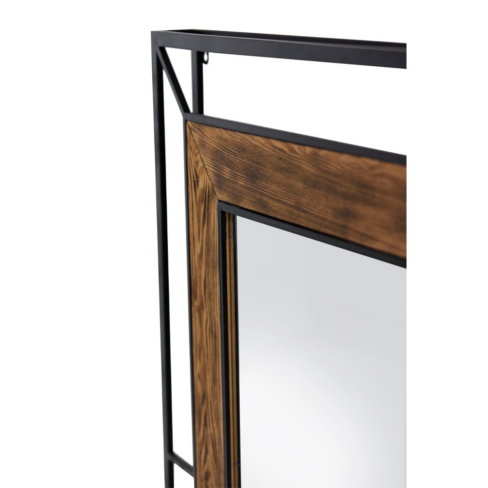 Oglindă MISTRALI din lemn și metal negru, 80 x 120 cm