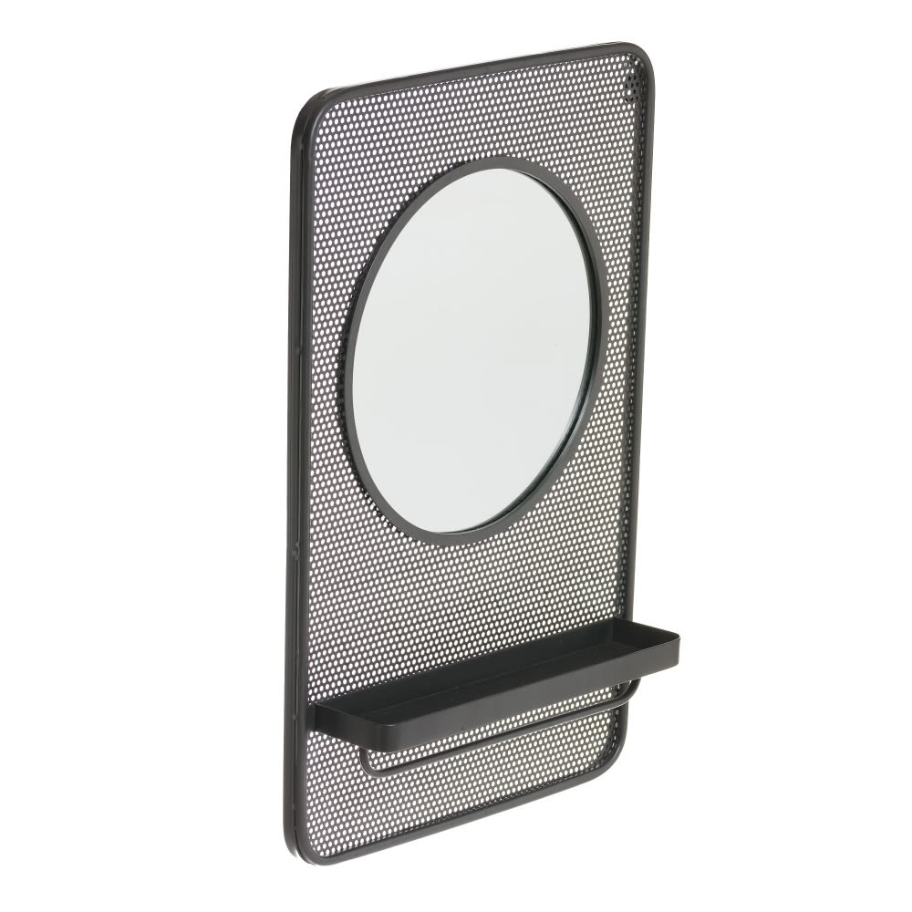 Oglindă GRIM cu cadru metalic negru, diametru oglindă 39 cm