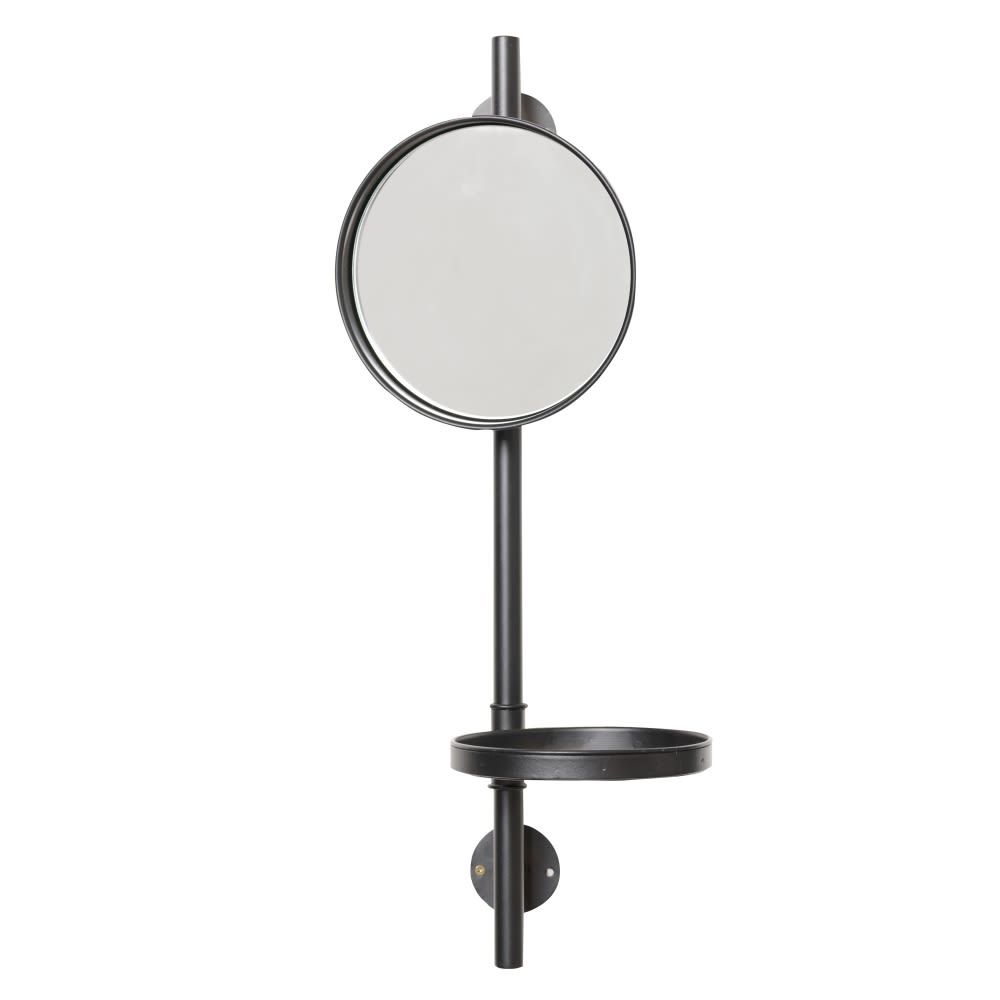 Oglindă NIMROD 60 cu cadru metalic negru, diametrul oglinzii 18 cm