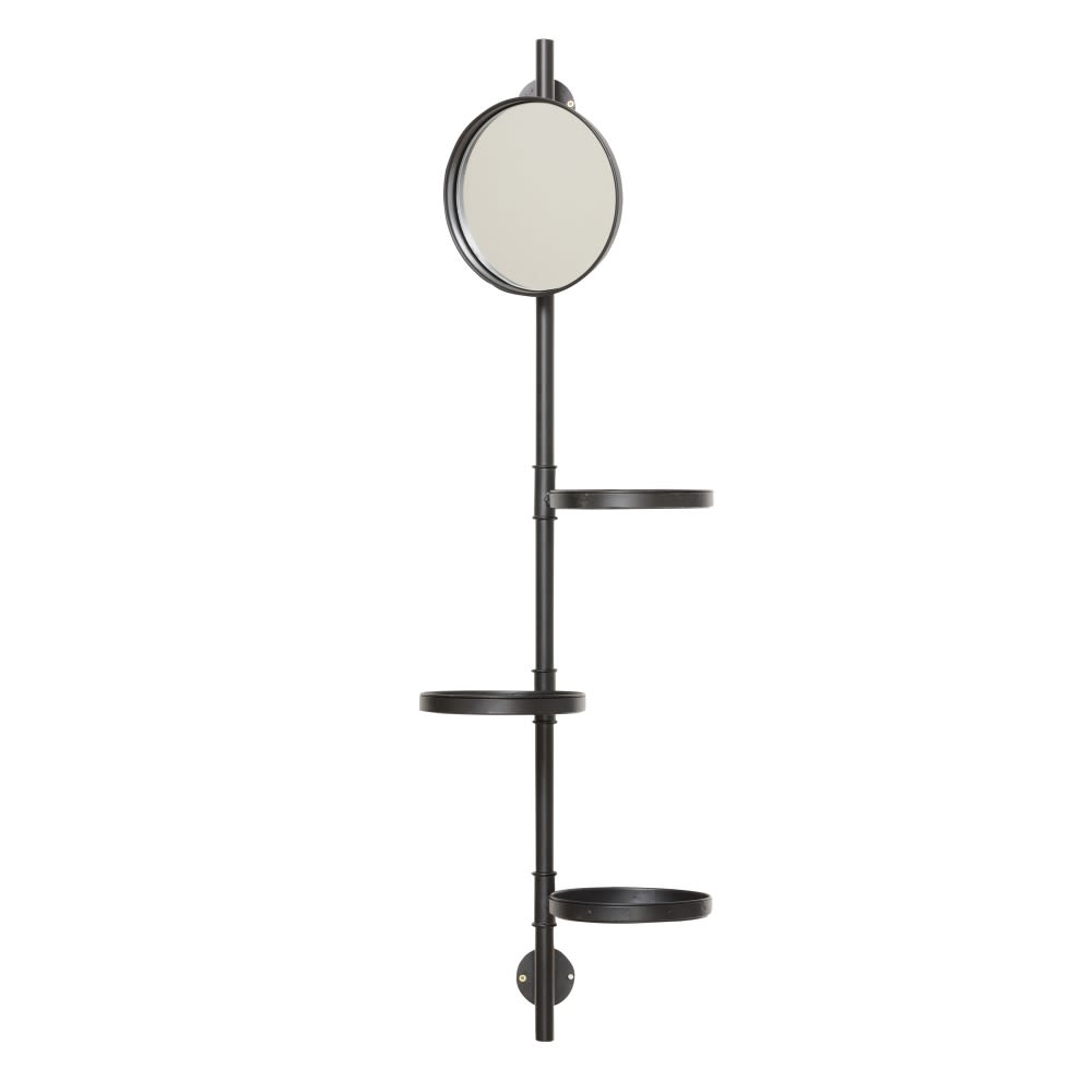Oglindă NIMROD 22 cu cadru metalic negru, diametrul oglinzii 18 cm