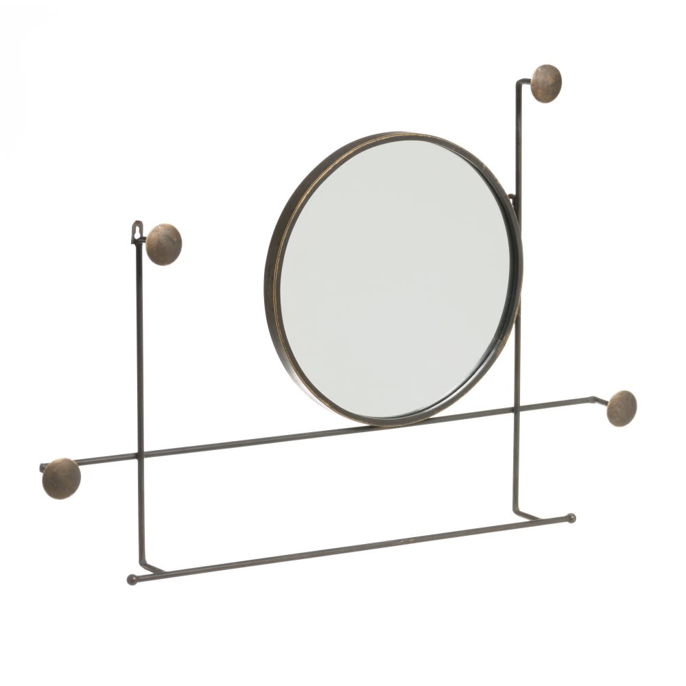 Oglindă NIMROD 84 cu cadru metalic finisat bronz, diametrul oglinzii 34 cm