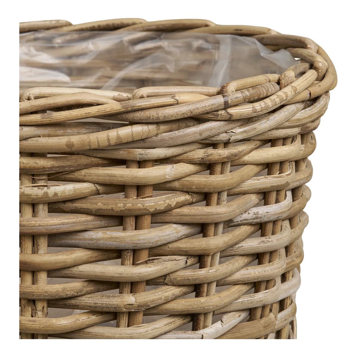 Set 2 coșuri decorative CORLIRA din ratan, culoare naturală, 27/35 x 27/35 x 18/22 cm