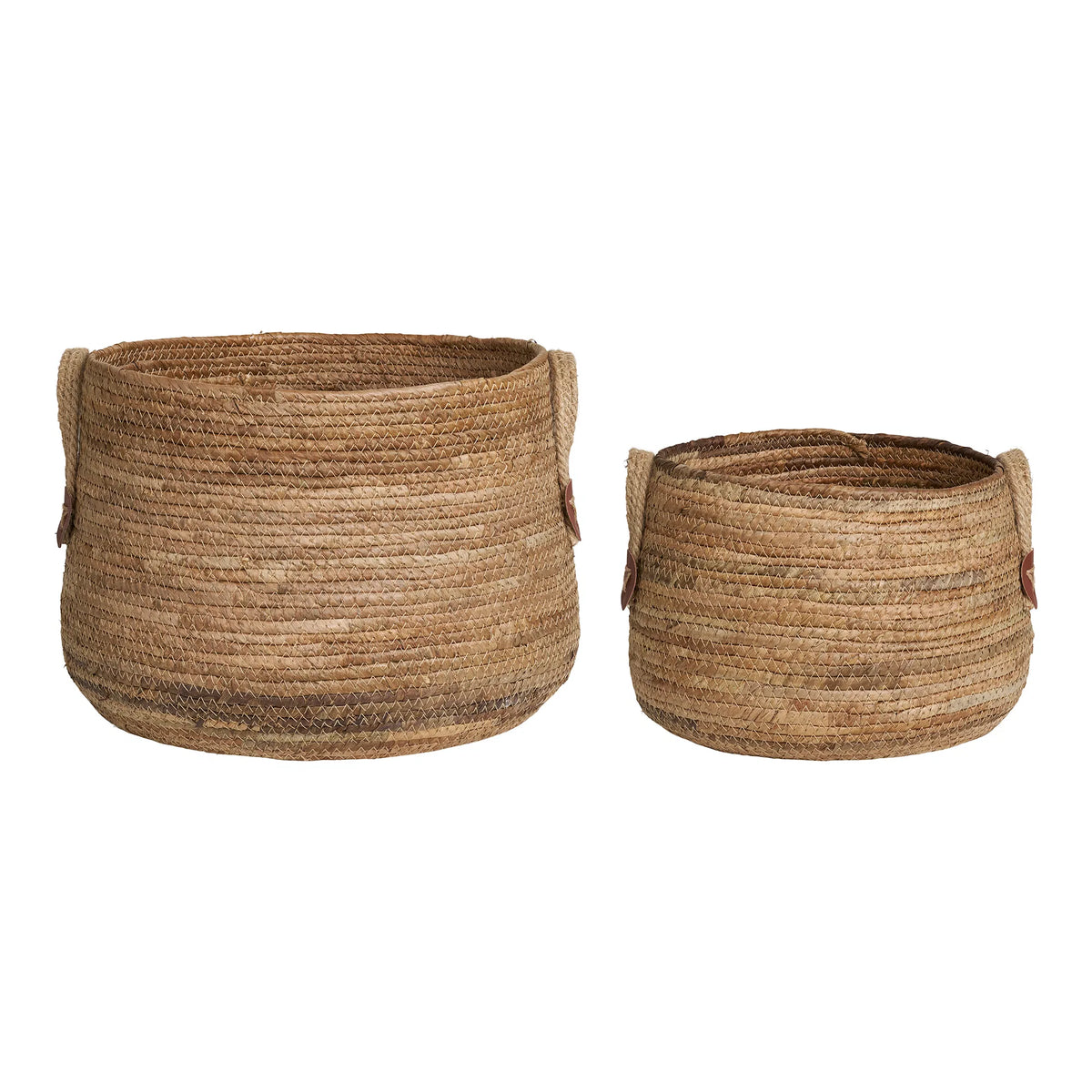 Set 2 coșuri decorative ASTOR din frunză de bananier, diametru 30,5 și 39 cm