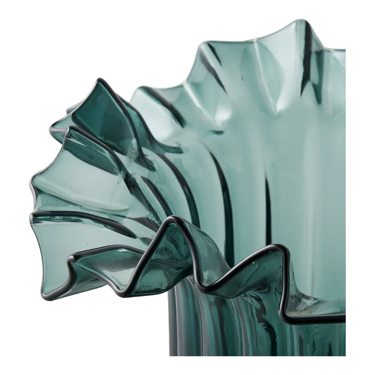 Vază BRIVAN din sticlă suflată manual, verde închis, 25 x 25 x 30 cm