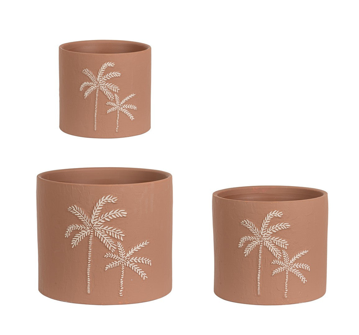 Set 3 vaze din teracotă JOELE, Ø20x17,5, Ø25x22 și Ø30x25 cm