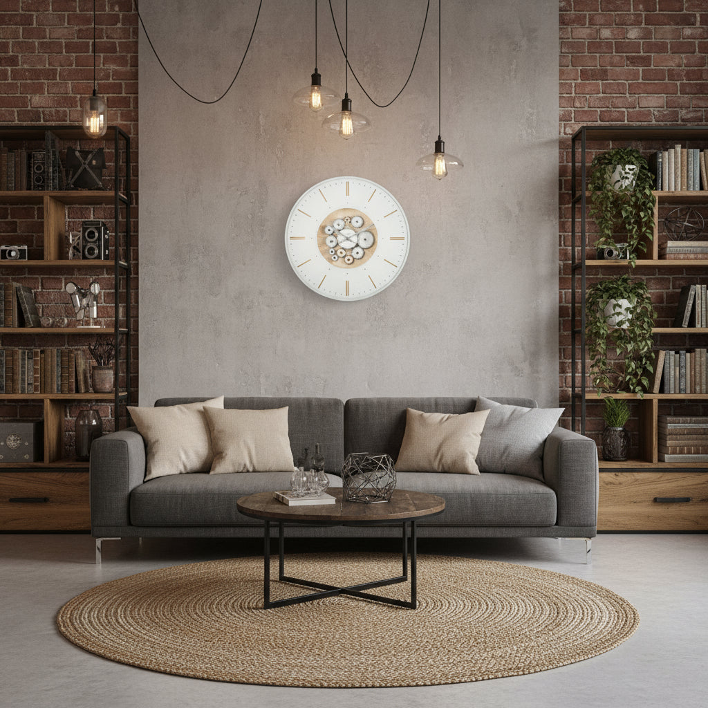 Ceas de perete INDUSTRY din MDF, metal și sticlă, diametru 53 cm