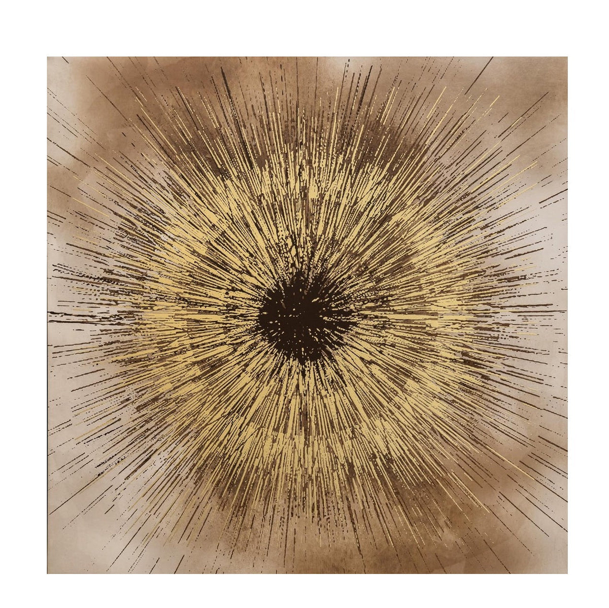 Tablou RALEMI din pânză și lemn de brad, cu foițe aurii, 100 x 100 cm