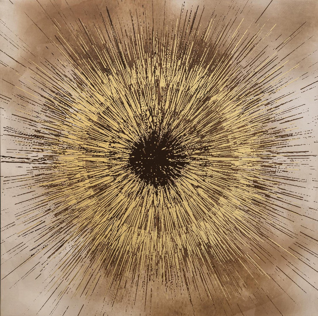 Tablou RALEMI din pânză și lemn de brad, cu foițe aurii, 100 x 100 cm