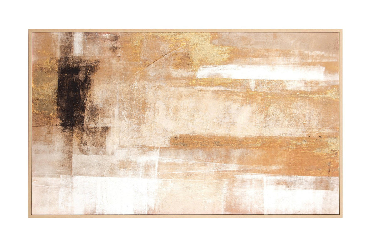 Tablou TEMARI din pânză, MDF și plastic, cu foi aurii, 204 x 124 cm
