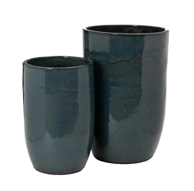 Set ghivece ceramică DEBRA BLUE, dimensiuni 52x80 cm și 41x63 cm