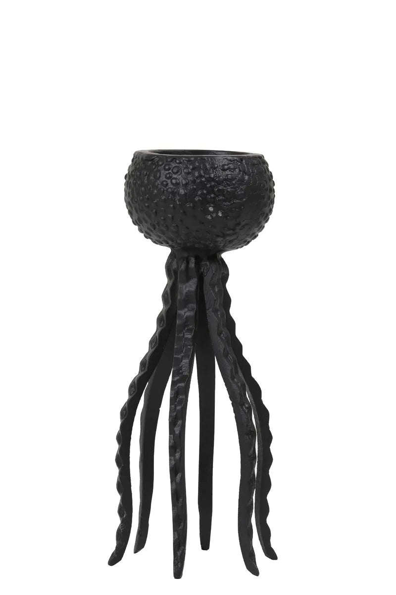 Suport lumânare OCTOPUS BLACK ioooi, negru, 14 x 32 cm