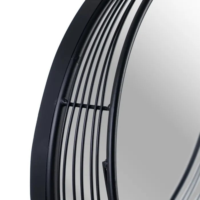 Oglindă de perete NEGRO cu ramă din metal negru mat, 41 cm