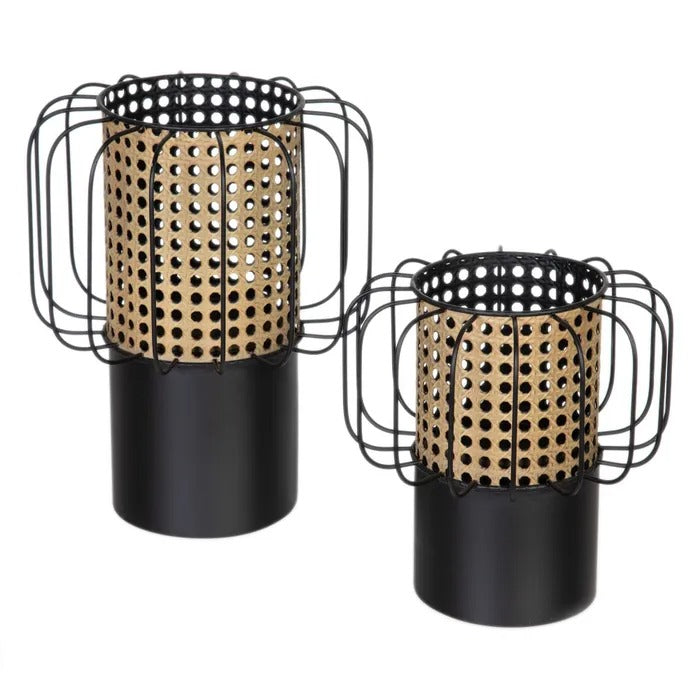 Felinar JOLE din metal cu finisaj negru-bej, 20 cm