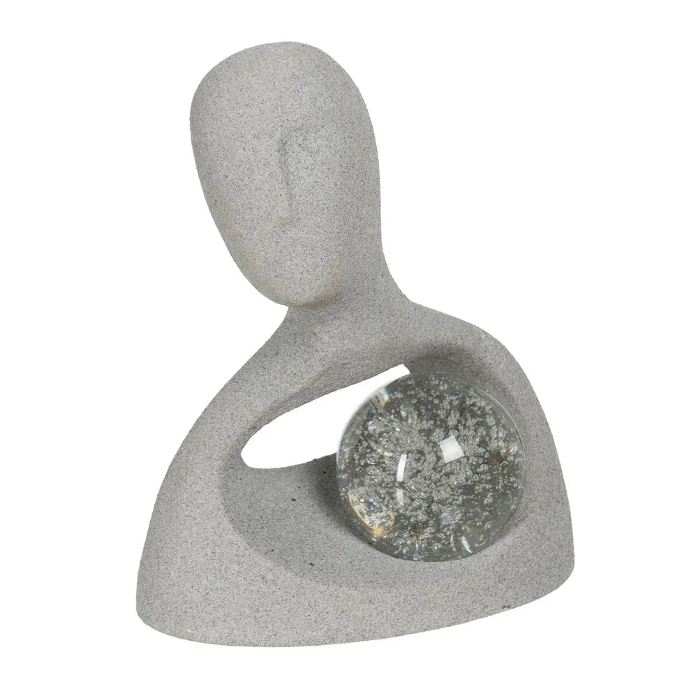 Decorațiune EDMONT din poliresină cu sferă de cristal, 24,8 x 13,7 x 30,2 cm