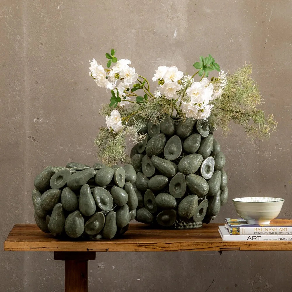 Vază din ceramică KREPER AVOCADO, 31,5 x 31,5 x 23 cm, diametrul gurii 16 cm