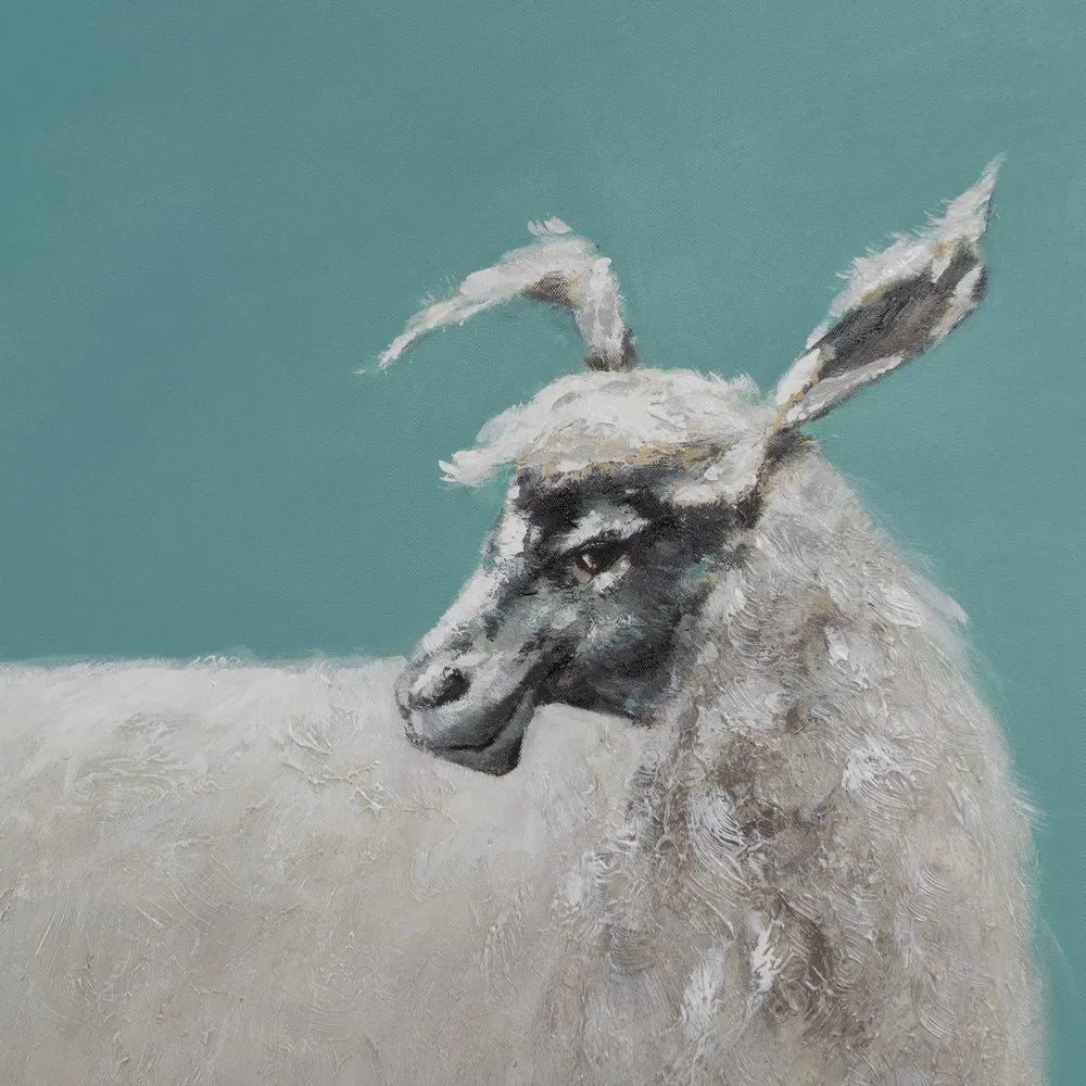 Tablou FARMA SHEEP pictat manual pe pânză, 90 x 120 cm