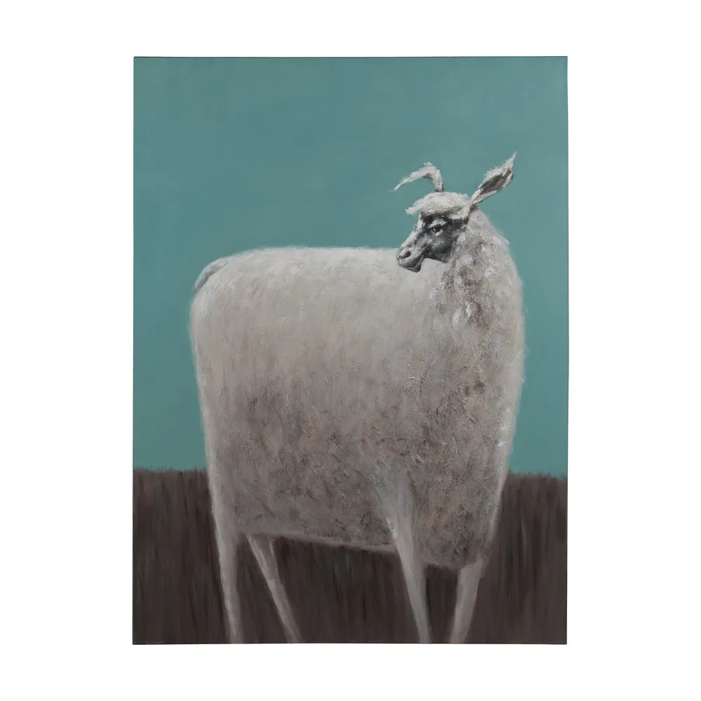 Tablou FARMA SHEEP pictat manual pe pânză, 90 x 120 cm