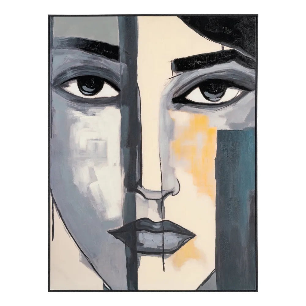Tablou ZAMORA pictat manual pe pânză, ramă din lemn de brad, 92 x 122 cm