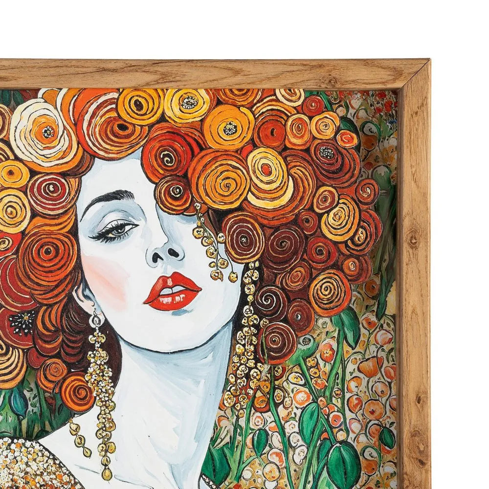 Tablou BRIO WOMAN din MDF culoare fag și sticlă, 43 x 63 cm