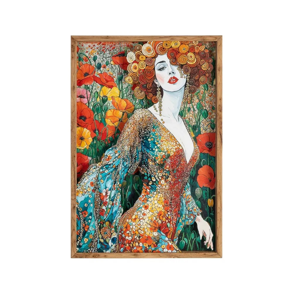 Tablou BRIO WOMAN din MDF culoare fag și sticlă, 43 x 63 cm