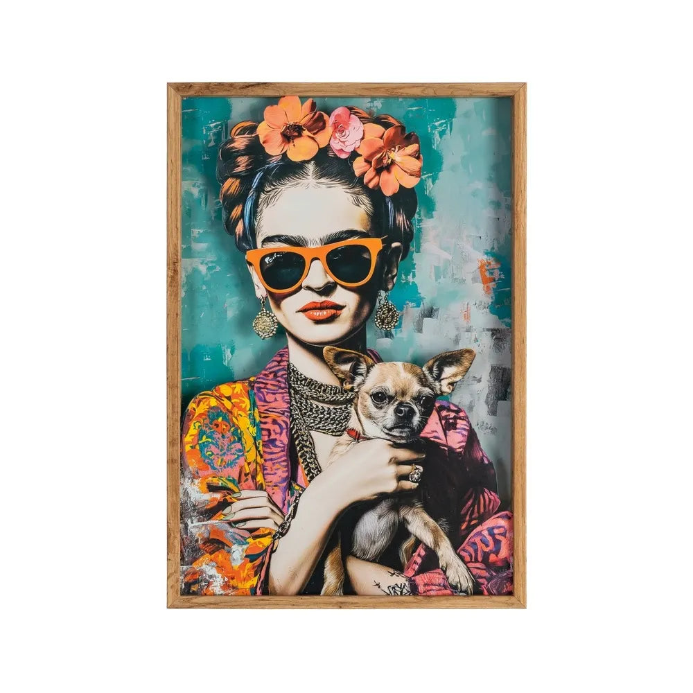 Tablou ARTIVA WOMAN&DOG din MDF și sticlă, 43 x 63 cm