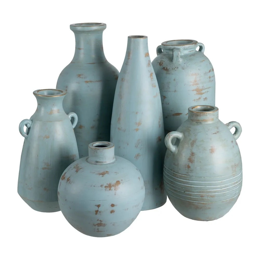 Vază CRION H60 din teracotă, culoare Turquoise, 26 x 28 x 60 cm