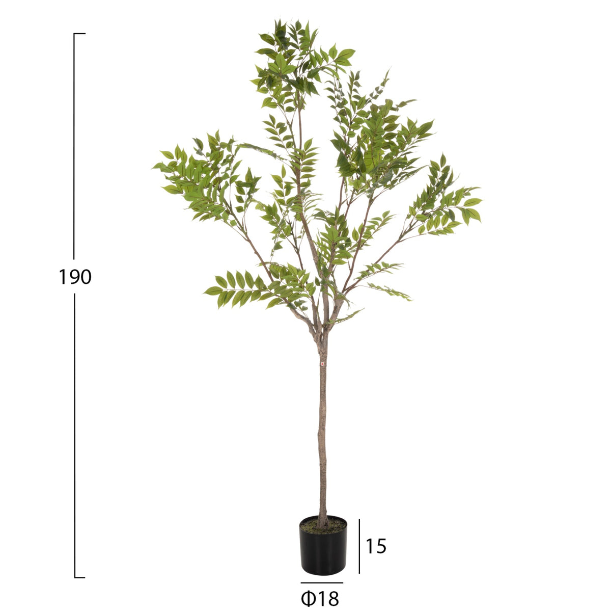 Copac artificial DEBRO verde, 190 cm, ghiveci din polipropilenă, frunze din pânză