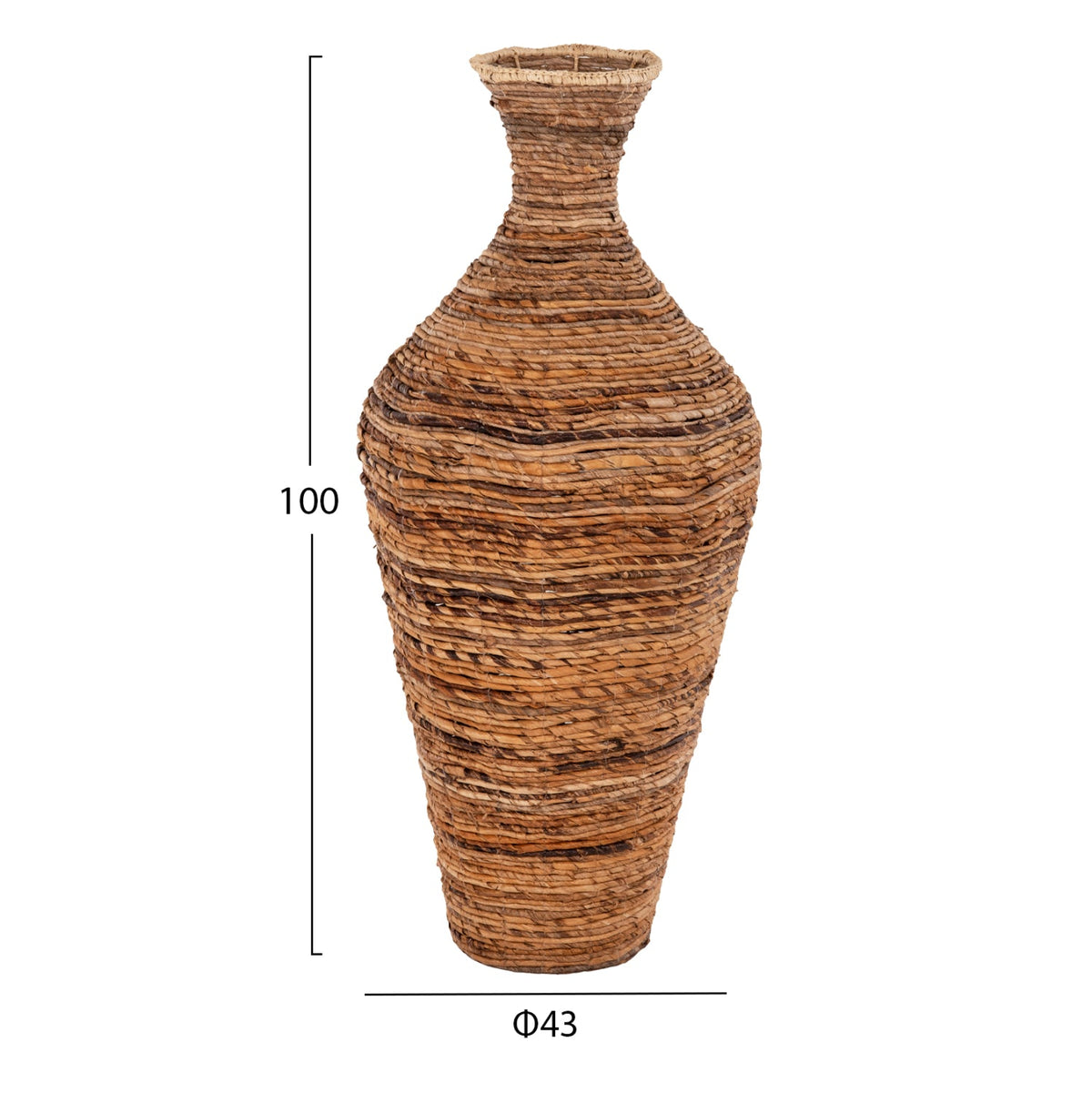 Vază decorativă MAINE FIBER din fibre de bananier, maro, 43 x 43 x 100 cm