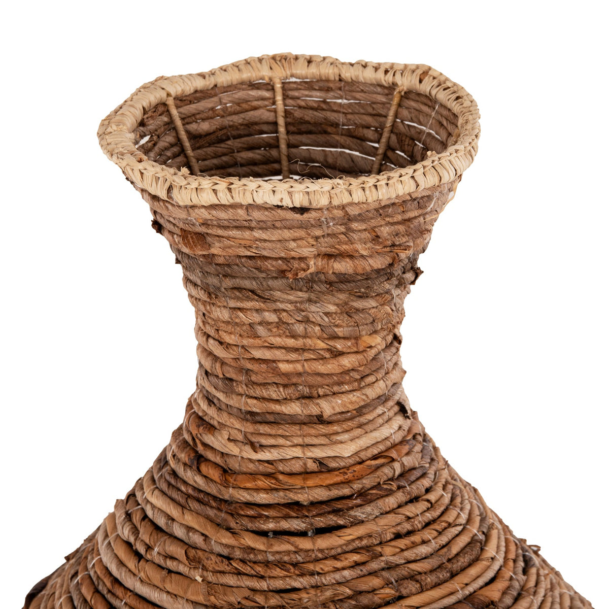 Vază decorativă MAINE FIBER din fibre de bananier, maro, 43 x 43 x 100 cm